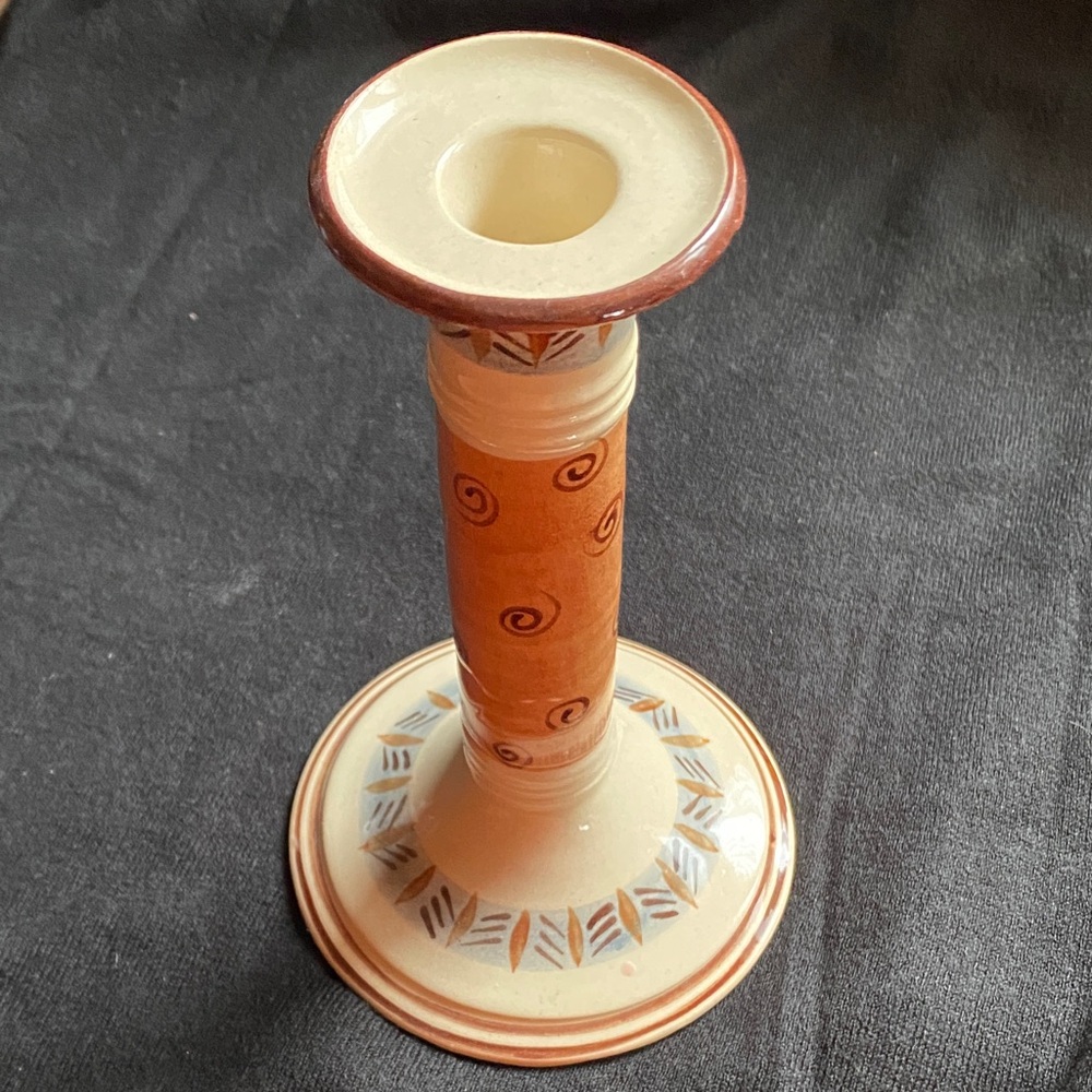 Artistic Ceramic Candle Holder with Swirl Design